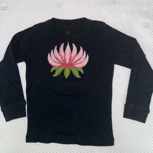 Black Kids Shirt with Pink Flower Design